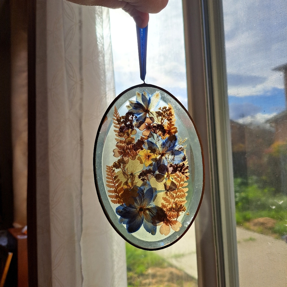 Vintage pressed flower art.
